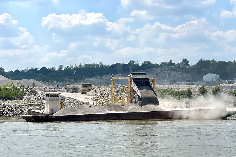 Dumping Rock onto Barge on the Mississippi River