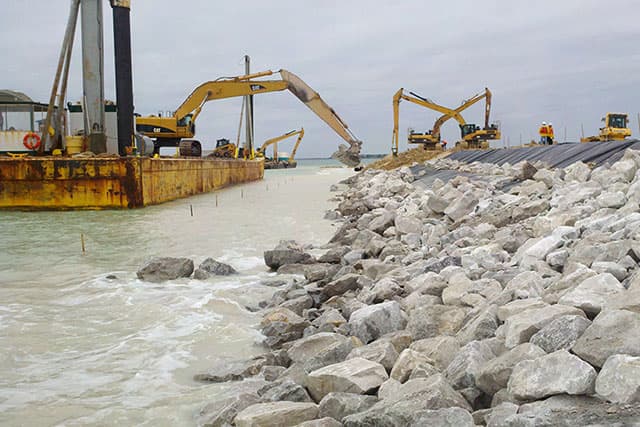 building up rocks for shoreline protection