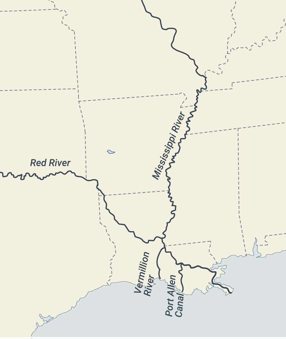 Luhr Crosby Service Area Map of Mississippi River to the Gulf Coast